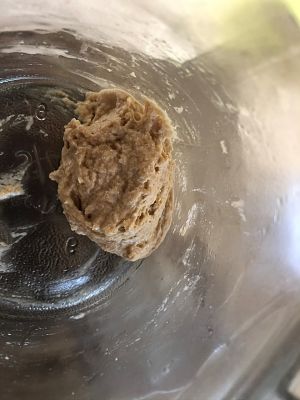 Starter gathered up after feeding, top view
The top view shows that there just isn't very much starter, even after a feeding.  This is just 35 grams (~1.5 oz) in total.
