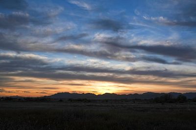 Sunsets were high drama almost every night!
Another sunset shot, taken from 50 feet back of our trailer.  This was the vening view out the window, almost every night!

